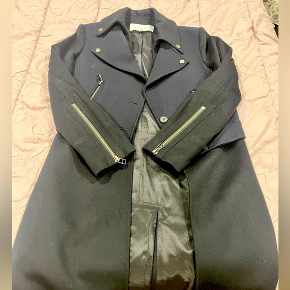 Veronica Beard Wool Trench coat with motorcycle and zipper detail sz 8 EUC - Picture 8 of 9